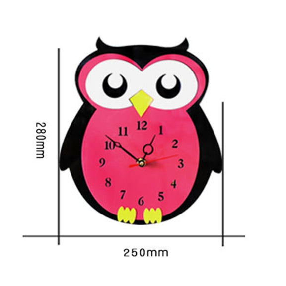 11*10 inch Children Bedroom Room Decor Battery Operated Owl Shaped Mute Non Ticking Round Wall Quartz Clock