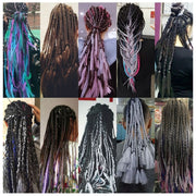 Fashion Color Gradient Individual Braid Wigs Chemical Fiber Big Braids, Length: 60cm(02Black+Pink)