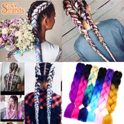 Fashion Color Gradient Individual Braid Wigs Chemical Fiber Big Braids, Length: 60cm(03Black+Peach Red)