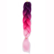 Fashion Color Gradient Individual Braid Wigs Chemical Fiber Big Braids, Length: 60cm(27Purple+Peach Red+Pink)