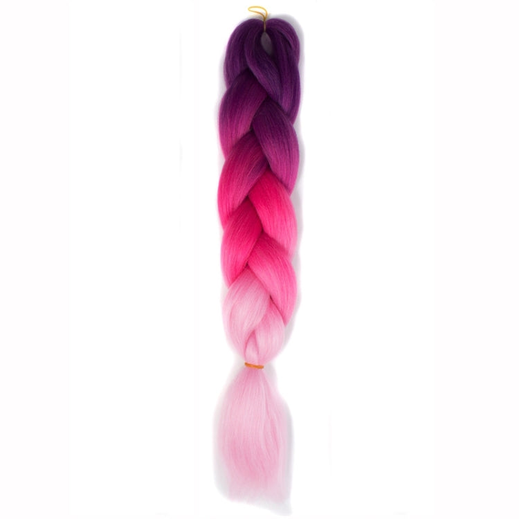 Fashion Color Gradient Individual Braid Wigs Chemical Fiber Big Braids, Length: 60cm(27Purple+Peach Red+Pink)