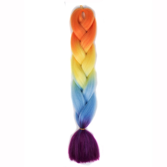 Fashion Color Gradient Individual Braid Wigs Chemical Fiber Big Braids, Length: 60cm(29Orange+Yellow+Blue)