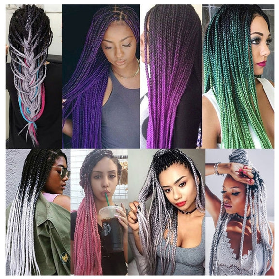 Fashion Color Gradient Individual Braid Wigs Chemical Fiber Big Braids, Length: 60cm(54Black+White)