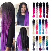 Fashion Color Gradient Individual Braid Wigs Chemical Fiber Big Braids, Length: 60cm(28Black+Pink+Lake Blue)
