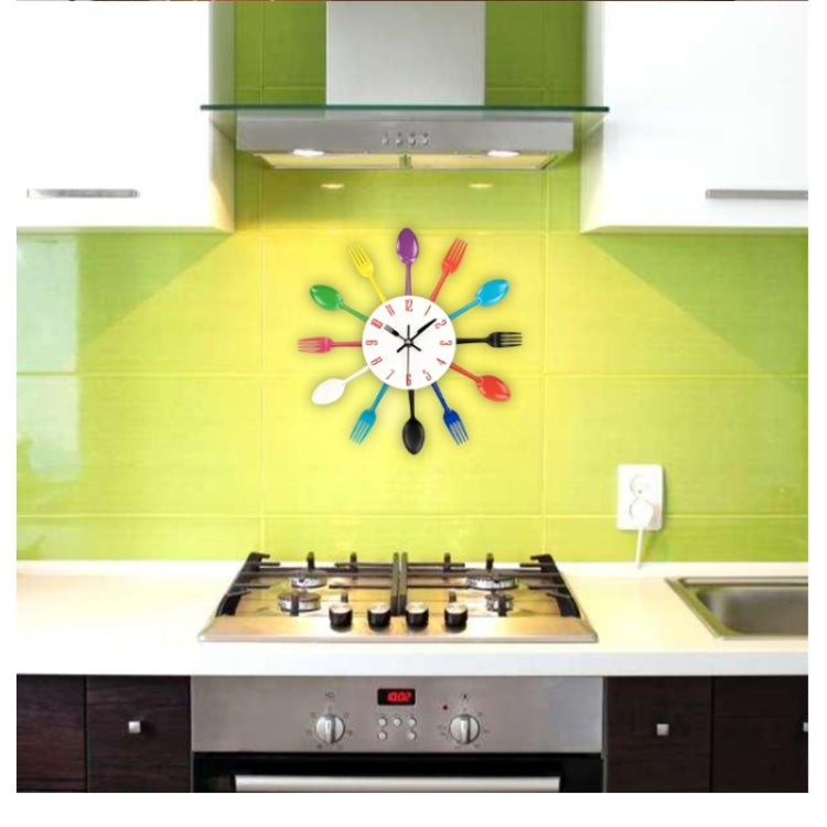 Cutlery Metal Kitchen Wall Clock Spoon Fork Creative Quartz Wall Mounted Clocks Modern Design Decorative Horloge, Silver - Wall Clock by PMC Jewellery | Online Shopping South Africa | PMC Jewellery | Buy Now Pay Later Mobicred