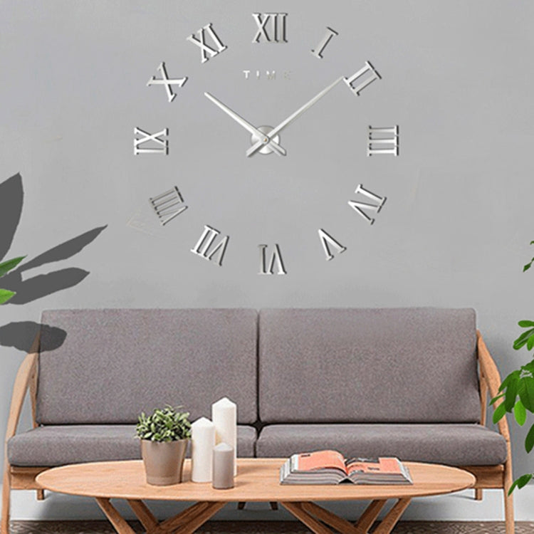 Bedroom Home Decoration Frameless Roman Numeral Large DIY Wall Sticker Mute Clock, Size: 100*100cm(Silver) - DIY Clocks by PMc TechLife | Online Shopping South Africa | PMc TechLife | Buy Now Pay Later Mobicred
