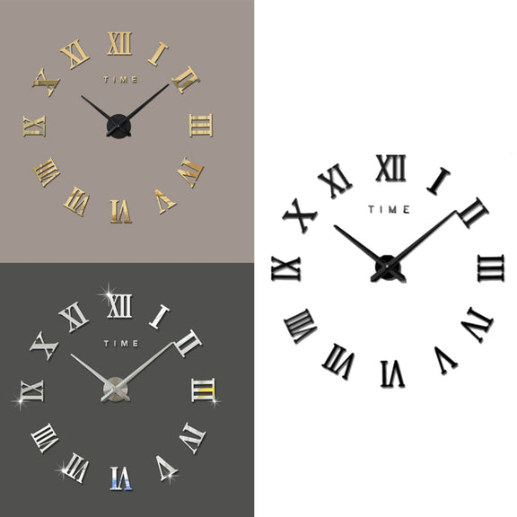 Bedroom Home Decoration Frameless Roman Numeral Large DIY Wall Sticker Mute Clock, Size: 100*100cm(Gold)