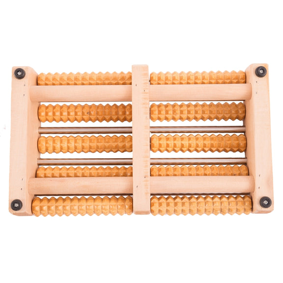 Thickened Large Non-slip Five-row Solid Wood Roller Foot Massager