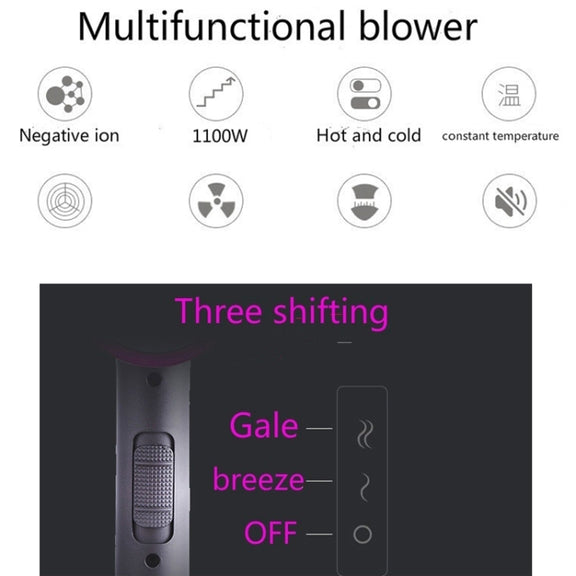Household High-power Silent  Blow Dryer,Constant Temperature Hot and Cold Negative Ion Hair Drier, US Plug