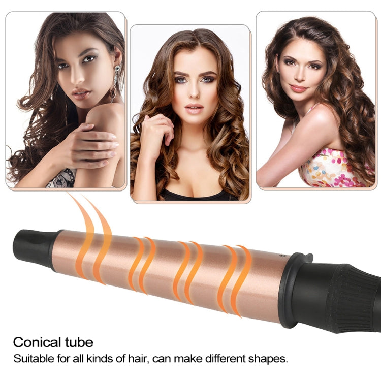 1-1.5 inch Conical Ceramic Hair Curler with Heat-resistant Gloves , UK Plug (Rose Gold) - free shipping - PMC TechLife - Order now!