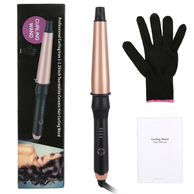 1-1.5 inch Conical Ceramic Hair Curler with Heat-resistant Gloves , UK Plug (Rose Gold) - free shipping - PMC TechLife - Order now!