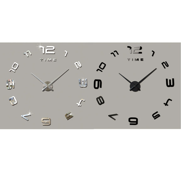 Bedroom Home Office Decoration Modern Frameless Large Number DIY 3D Mirror Wall Sticker Quiet Clock, Size: 100*100cm(Black)