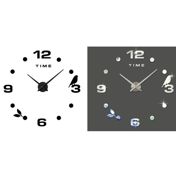 Bedroom Home Office Decoration Frameless Large Size DIY 3D Mirror Surface Wall Stickers Quiet Clock, Size: 100*100cm(Black)