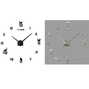 Home Office Decor Frameless Cat Shape Large Size DIY 3D Mirror Surface Wall Stickers Mute Clock, Size: 100*100cm(Black)