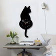 42x18cm Home Office Bedroom Decoration Battery Operated Cat Shaped Wall Clock with Swinging Tails(Black) - Wall Clock by PMC TechLife | Online Shopping South Africa | PMC TechLife | Buy Now Pay Later Mobicred
