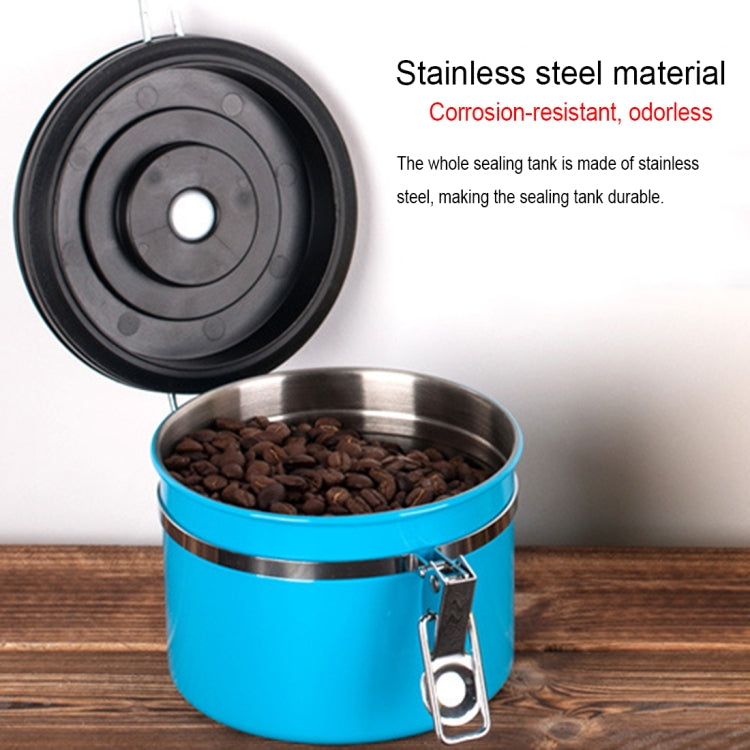 800ml Stainless Steel Sealed Food Coffee Grounds Bean Storage Container with Built-in CO2 Gas Vent Valve & Calendar(Black)