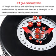 800ml Stainless Steel Sealed Food Coffee Grounds Bean Storage Container with Built-in CO2 Gas Vent Valve & Calendar(Black)