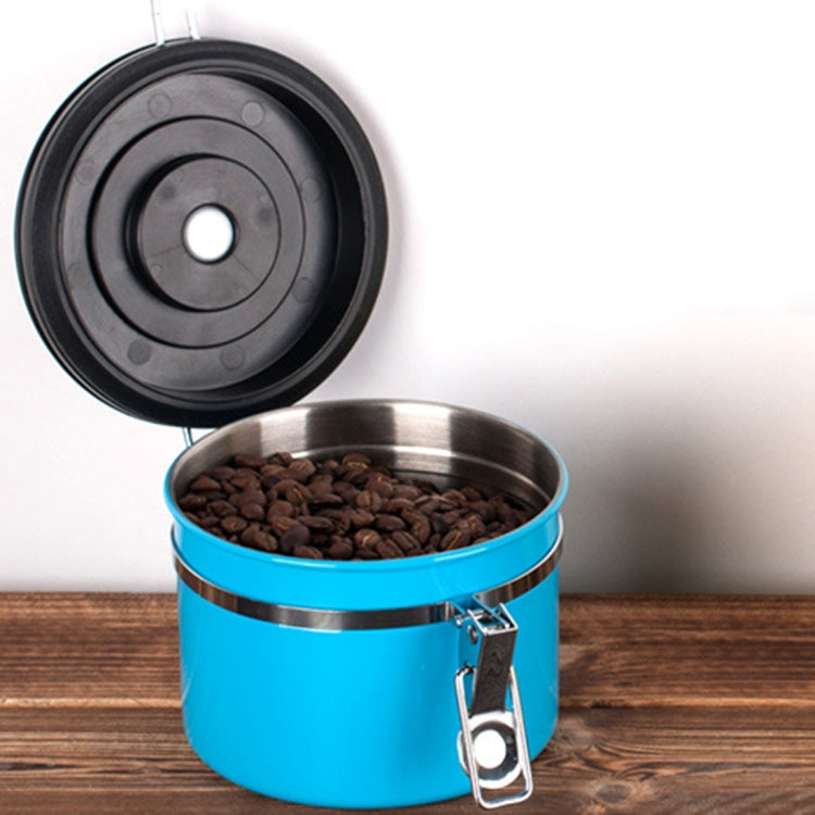 1200ml Stainless Steel Sealed Food Coffee Grounds Bean Storage Container with Built-in CO2 Gas Vent Valve & Calendar (Blue) - Coffee Tools by PMC TechLife | Online Shopping South Africa | PMC TechLife | Buy Now Pay Later Mobicred
