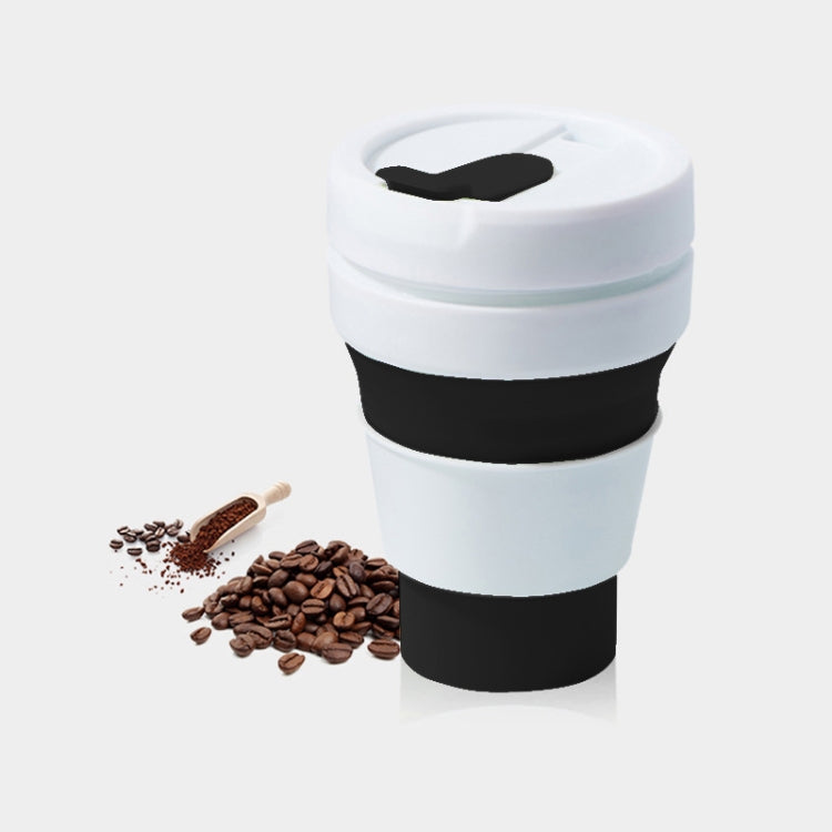 350ml Outdoor Pocket-Sized Coffee Tea Collapsible Travel Mug Silicone Cup with Lid(Black)