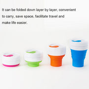 350ml Outdoor Pocket-Sized Coffee Tea Collapsible Travel Mug Silicone Cup with Lid (Green)