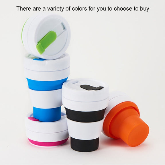 350ml Outdoor Pocket-Sized Coffee Tea Collapsible Travel Mug Silicone Cup with Lid (Green)