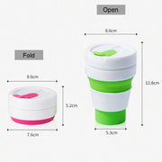350ml Outdoor Pocket-Sized Coffee Tea Collapsible Travel Mug Silicone Cup with Lid (Green)
