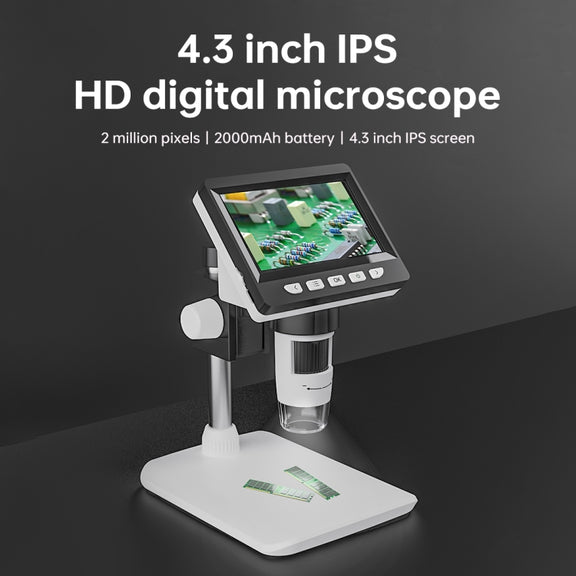 50X-1000X 1080P Portable Electronic Digital Desktop Microscope with LED Light (White)