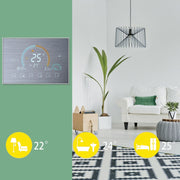 BHT-8000-GA-SS Brushed Stainless Steel Mirror Control Water Heating Energy-saving and Environmentally-friendly Smart Home Negative Display LCD Screen Round Room Thermostat without WiFi