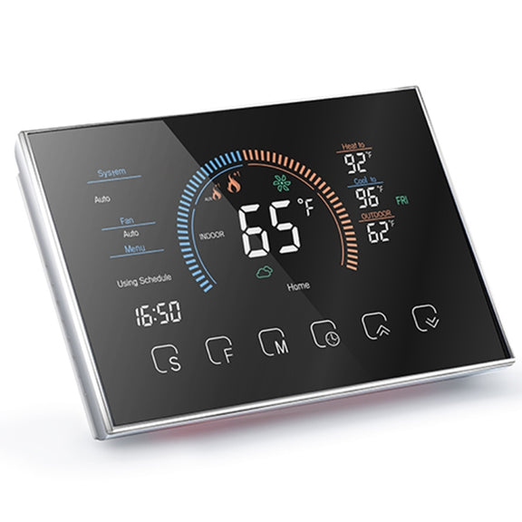 BHP-8000-SS 3H2C Smart Home Heat Pump Round Room Brushed Mirror Housing Thermostat without WiFi, AC 24V