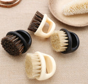 Men Ring Design Portable Boar Brush White ABS Haircut Cleaning Shaving Brush(Black)