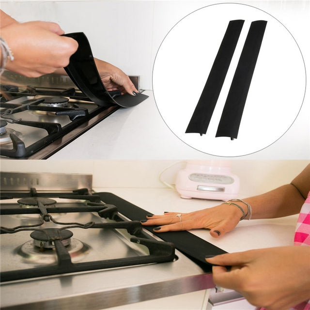 Gas Stove Slit Strip Antifouling Dustproof Water-resistant Kitchen Black Sealing Strip, Size: 53.5*5*1cm(Black)