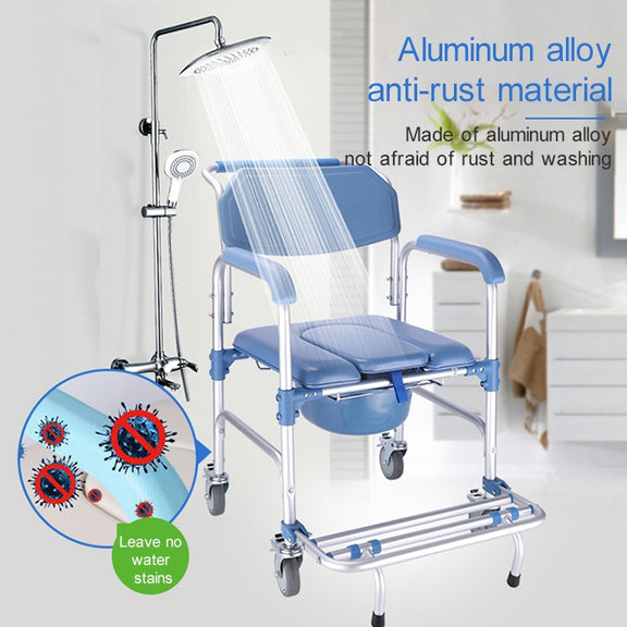Elderly Toilet Seat Aluminum Alloy Wheelchair Pregnant Women Shower Chair with Wheels