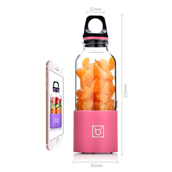 Bingo 500ml Mini Portable USB Rechargeable Electric Juicer Cup  Juicer Blender, 22000 Revolutions Per Minute(Pink)