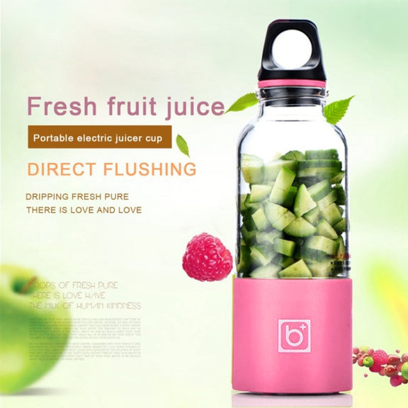 Bingo 500ml Mini Portable USB Rechargeable Electric Juicer Cup  Juicer Blender, 22000 Revolutions Per Minute(Pink)