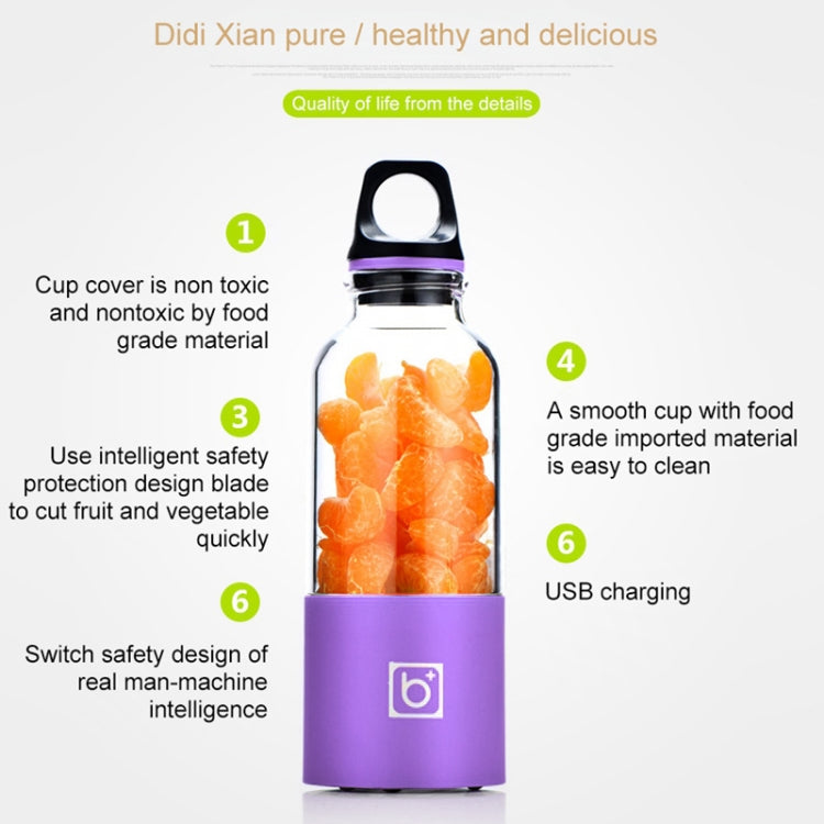 Bingo 500ml Mini Portable USB Rechargeable Electric Juicer Cup  Juicer Blender, 22000 Revolutions Per Minute(Purple)