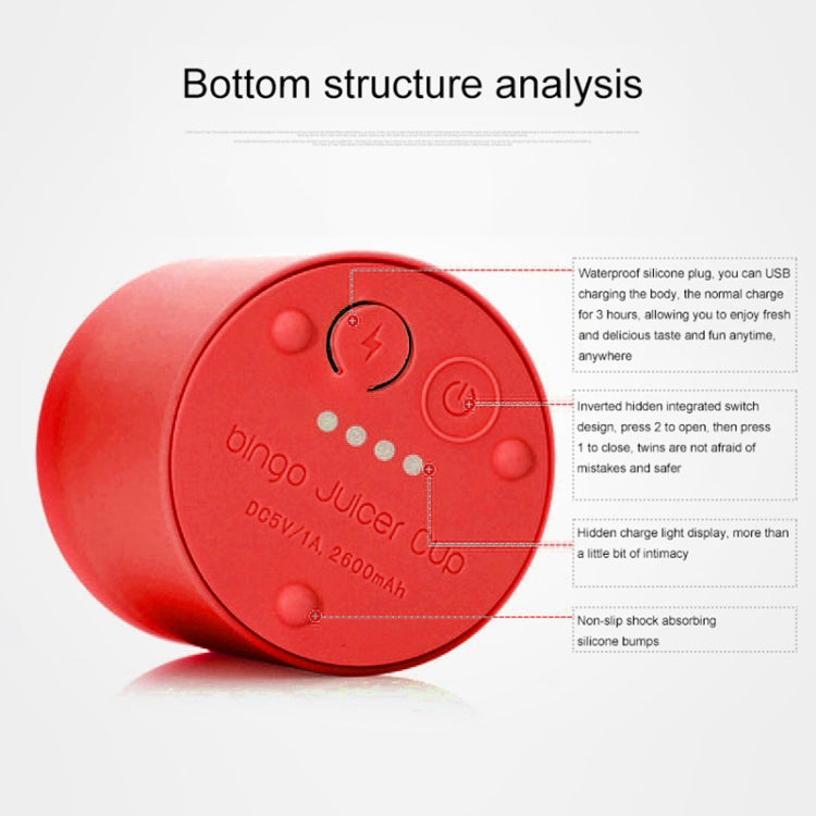 Bingo 500ml Mini Portable USB Rechargeable Electric Juicer Cup  Juicer Blender, 22000 Revolutions Per Minute(Red) - free shipping - PMC TechLife - Order now!