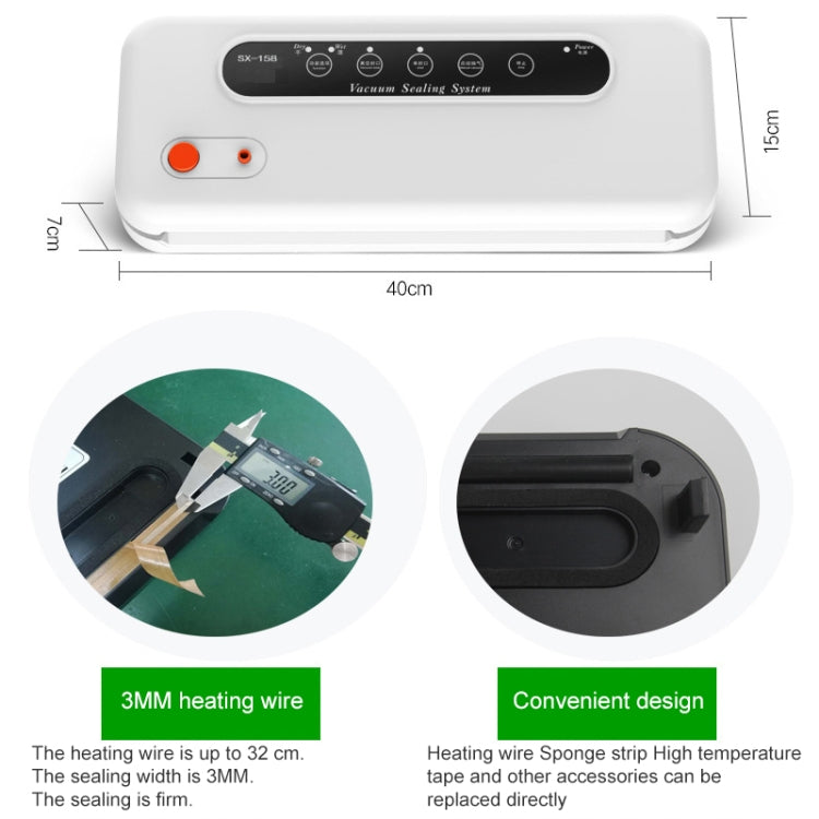 Household Commercial Food Vacuum Plastic Packaging Machine Sealer Closer Machine, EU Plug (White)