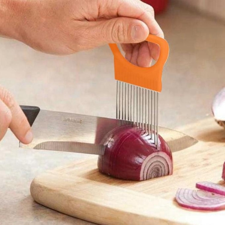 Stainless Steel Vegetable Onion Cutter Holder Meat Needle Kitchen Tools (Orange) - Gadgets by PMC TechLife | Online Shopping South Africa | PMC TechLife | Buy Now Pay Later Mobicred