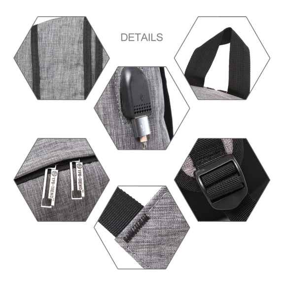 Universal Multi-Function Oxford Cloth Laptop Shoulders Bag Backpack with External USB Charging Port, Size: 45x31x16cm, For 15.6 inch and Below Macbook, Samsung, Lenovo, Sony, DELL Alienware, CHUWI, ASUS, HP(Grey)