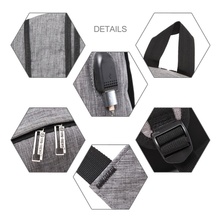 Universal Multi-Function Oxford Cloth Laptop Shoulders Bag Backpack with External USB Charging Port, Size: 45x31x16cm, For 15.6 inch and Below Macbook, Samsung, Lenovo, Sony, DELL Alienware, CHUWI, ASUS, HP(Grey)