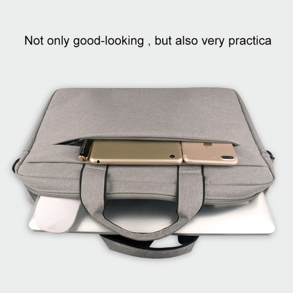 Breathable Wear-resistant Thin and Light Fashion Shoulder Handheld Zipper Laptop Bag with Shoulder Strap, For 14.0 inch and Below Macbook, Samsung, Lenovo, Sony, DELL Alienware, CHUWI, ASUS, HP (Grey)