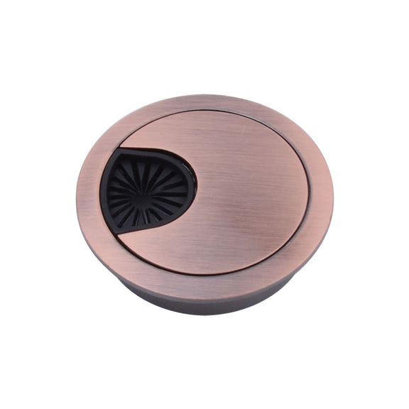 2 PCS Desk Computer Desktop Zinc Alloy Round Threading Box Hole Cover, Hole Diameter: 50mm (Red Bronze)