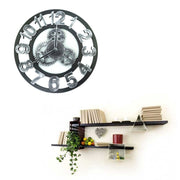 Retro Wooden Round Single-sided Gear Clock Number Wall Clock, Diameter: 40cm (Silver)