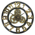 Retro Wooden Round Single-sided Gear Clock Arabic Number Wall Clock, Diameter: 30cm (Gold) - Wall Clock by PMc TechLife | Online Shopping South Africa | PMc TechLife | Buy Now Pay Later Mobicred