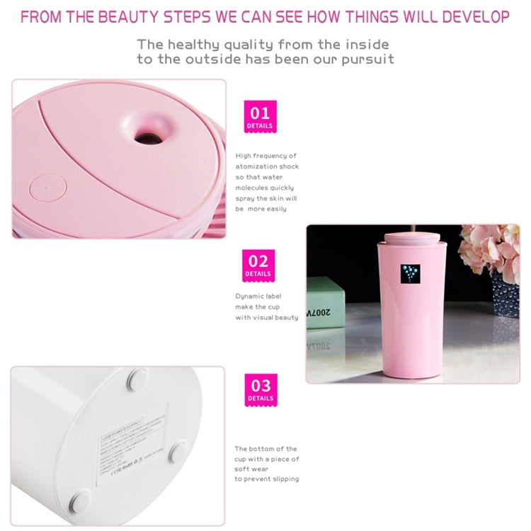 Small-3 2W Humidifier Moisture Meter Moisturizing Instrument with LED Night Light, Water Tank Capacity: 260ml(Pink)