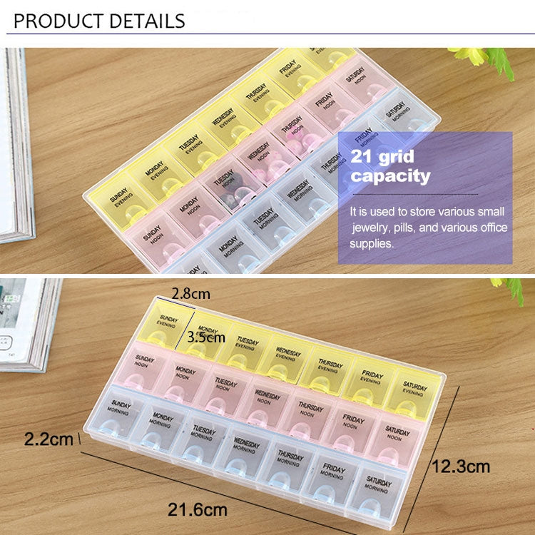 7 Day 21 Slots Pill Medicine Storage Box Pill Vitamins Organizer Box - free shipping - PMC TechLife - Order now!