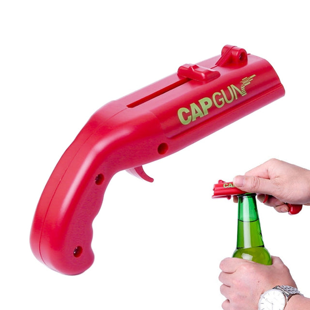 Creative Beer Bottle Opener Cap Launch Kitchen Bar Tool(Red)