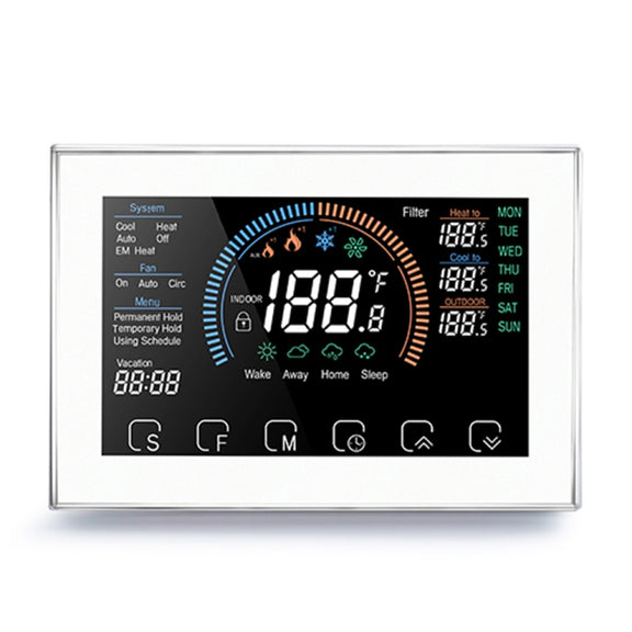 BHP-8000-W 3H2C Smart Home Heat Pump Round Room Mirror Housing Thermostat with Adapter Plate & no WiFi, AC 24V(White)