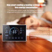 BHP-8000-WIFI-B 3H2C Smart Home Heat Pump Round Room Mirror Housing Thermostat with Adapter Plate & WiFi, AC 24V(Black)