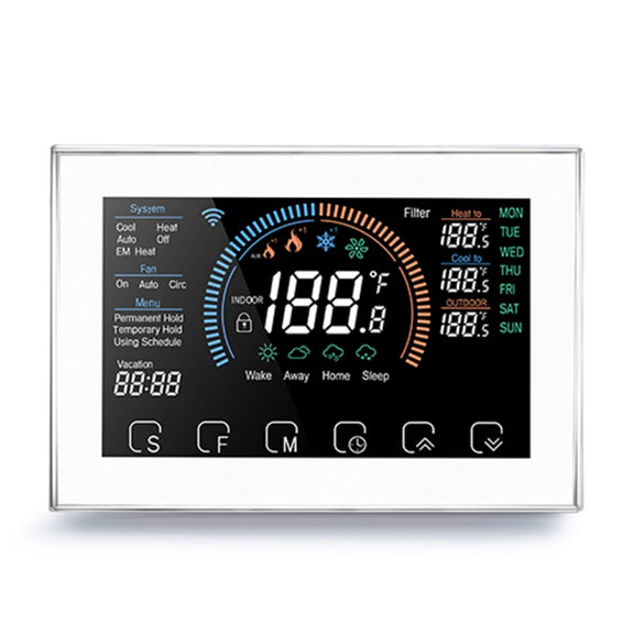 BHP-8000-WIFI-W 3H2C Smart Home Heat Pump Round Room Mirror Housing Thermostat with Adapter Plate & WiFi, AC 24V(White)